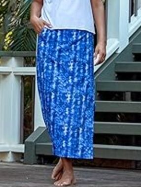 RipSkirt Hawaii Womens XXL Blue Indigo Paisley Bohemian Travel Wrap Skirt